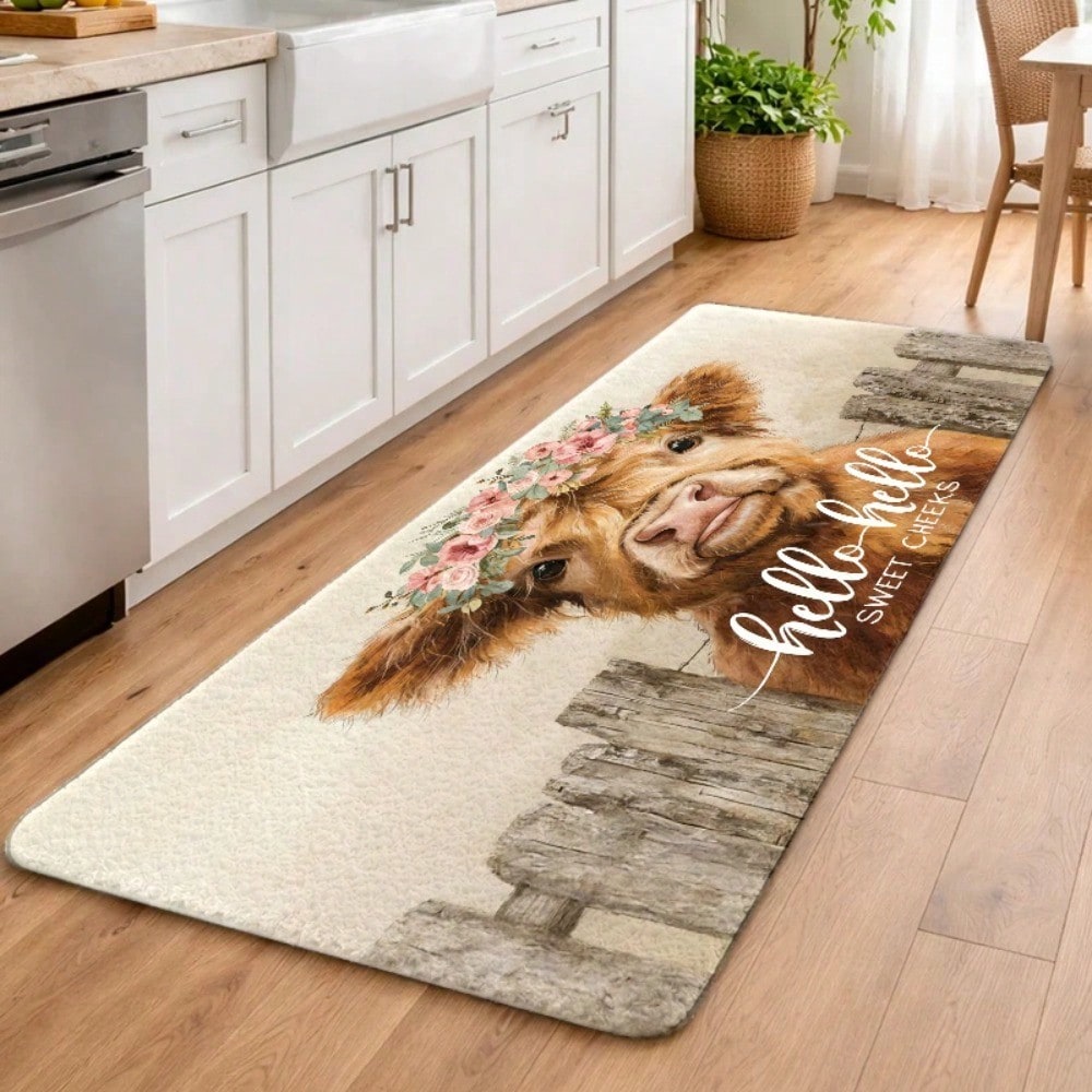1PC, Cute Highland Cow with Fl - Cow Mat Rubber avis et prix