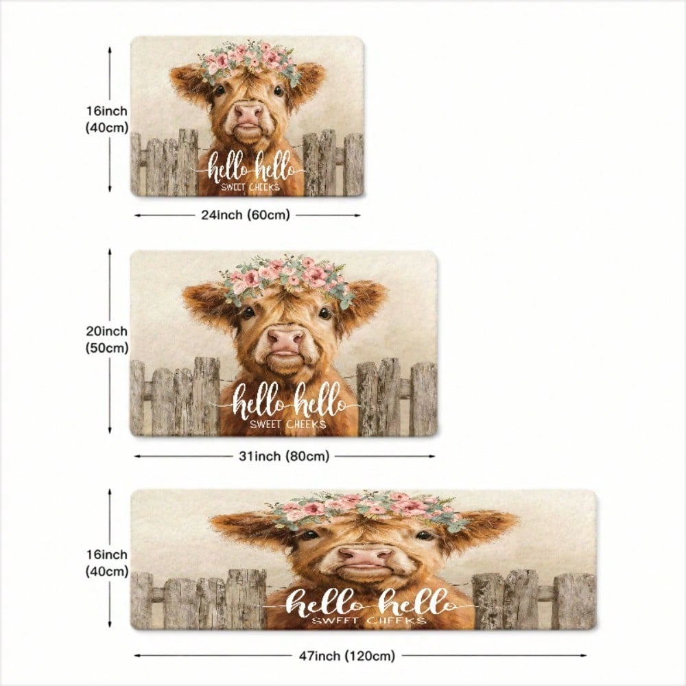 1PC, Cute Highland Cow with Fl - Cow Mat Rubber avis et prix