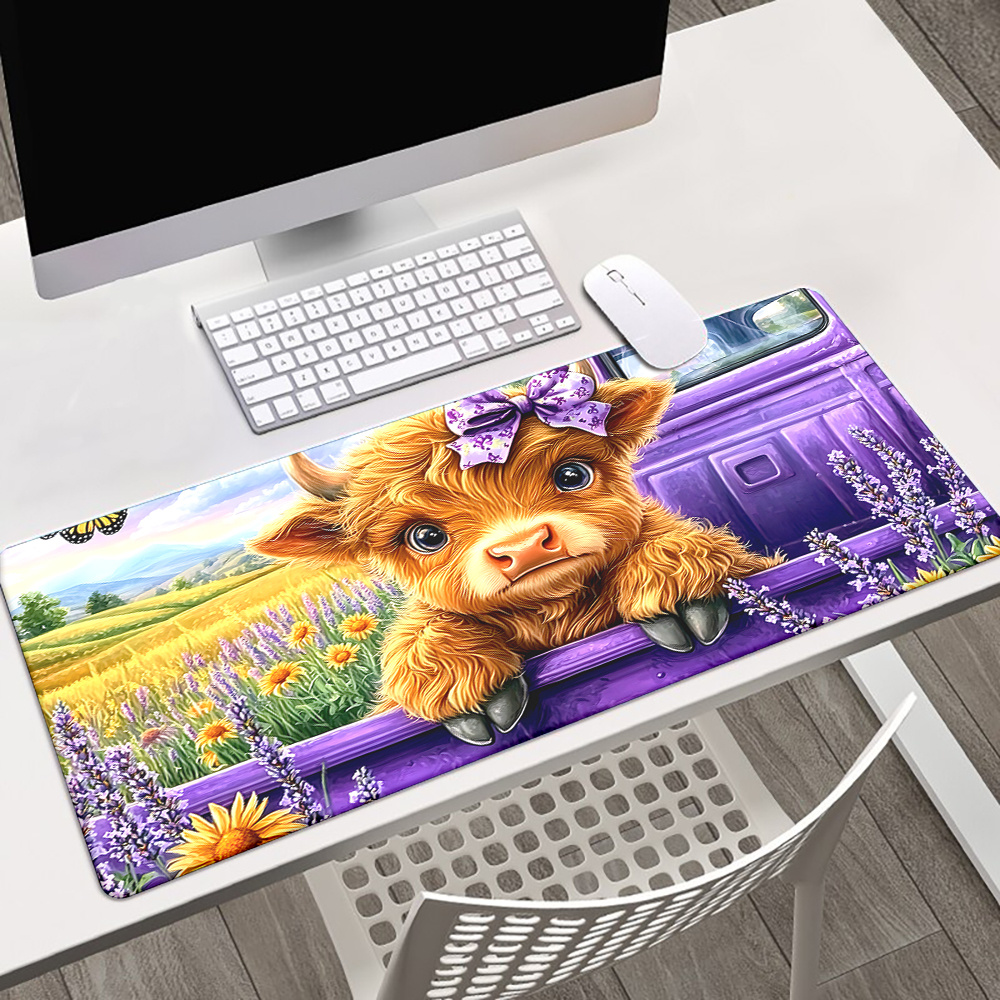 Cute Highland Cow Lavender Fie - Cow Mat Rubber avis et prix