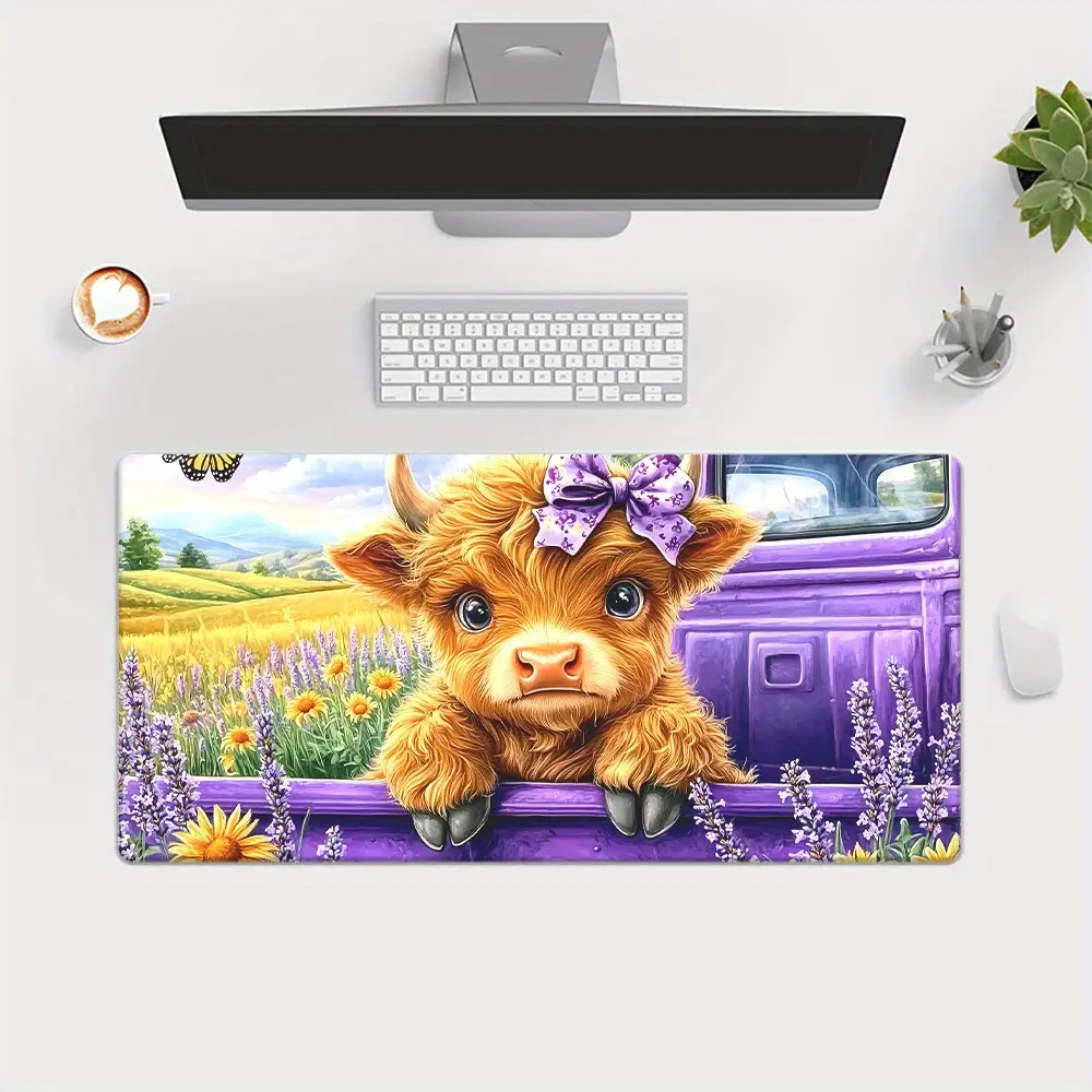 Cute Highland Cow Lavender Fie - Cow Mat Rubber avis et prix