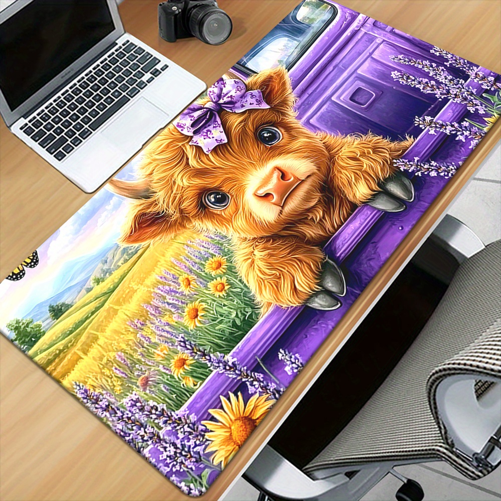 Cute Highland Cow Lavender Fie - Cow Mat Rubber avis et prix