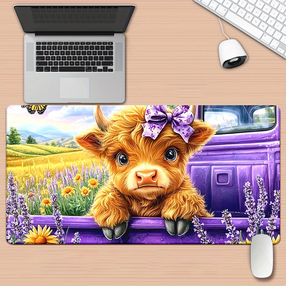 Cute Highland Cow Lavender Fie - Cow Mat Rubber avis et prix