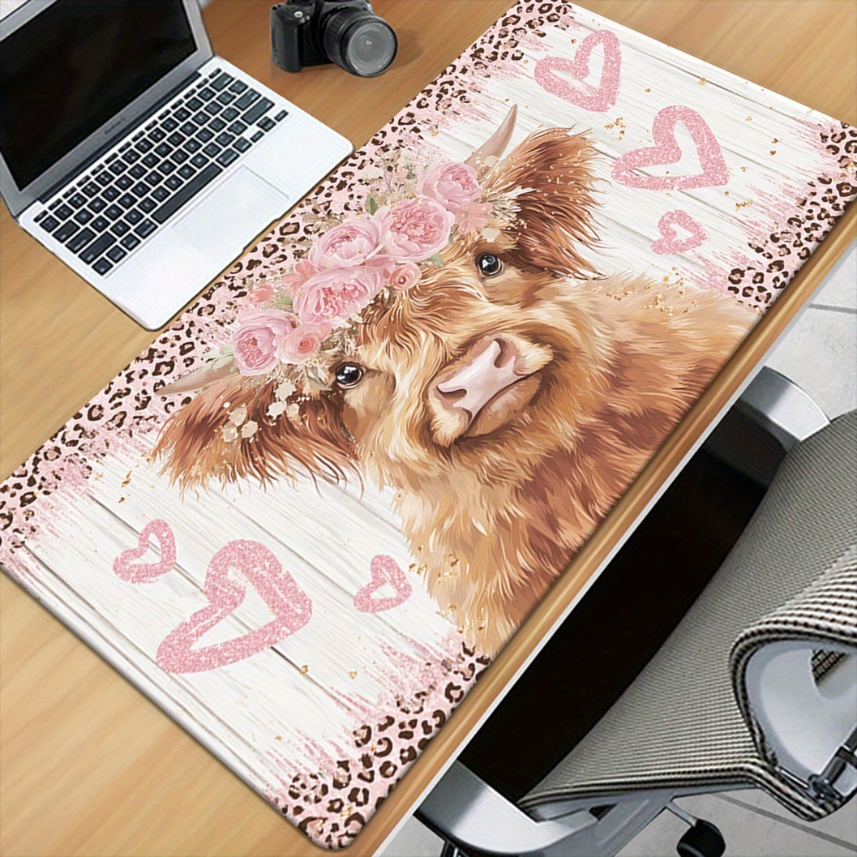 Highland Cow Desk Mat Pink Flo - Cow Mat Rubber avis et prix