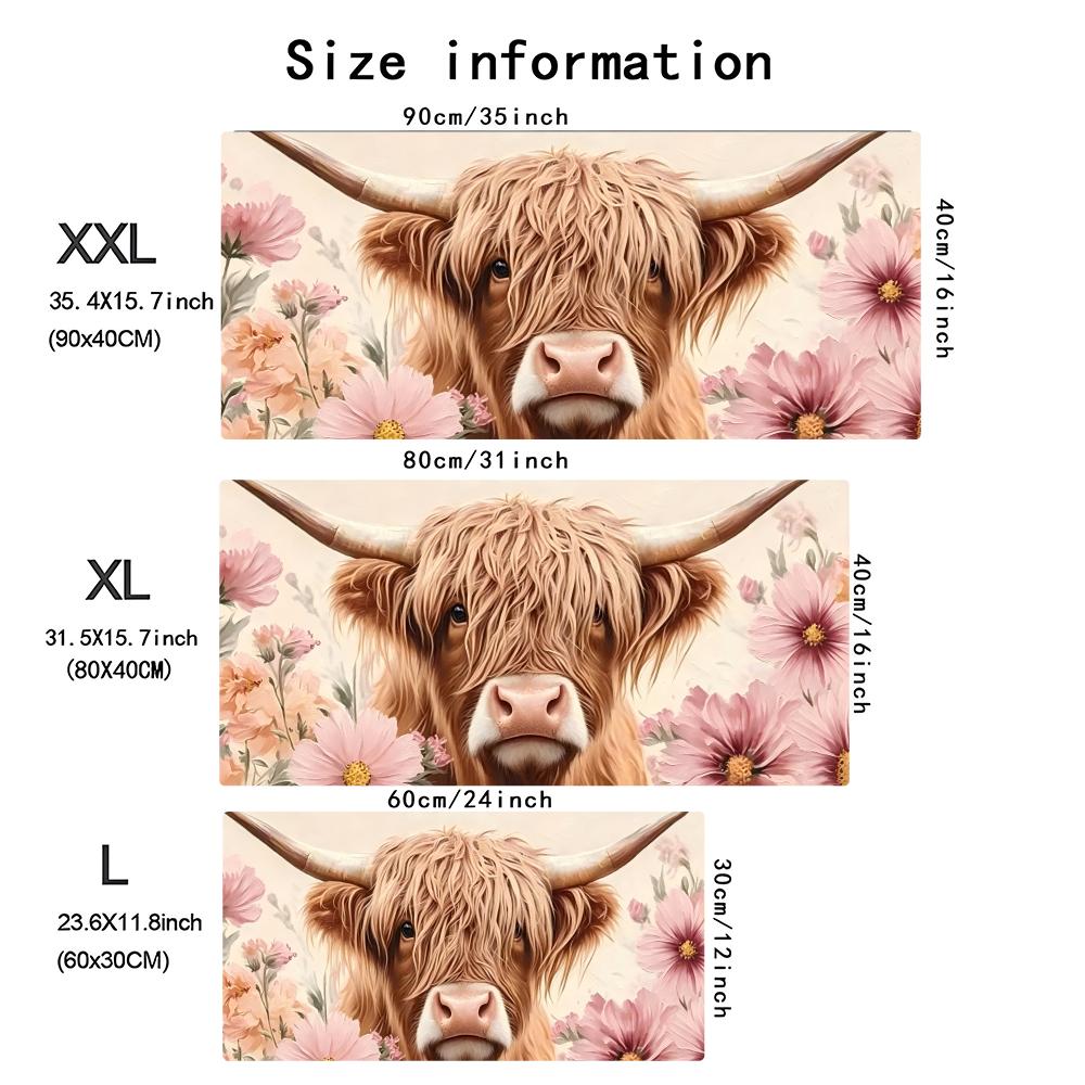 Highland Cow Pink Floral Large - Cow Mat Rubber avis et prix