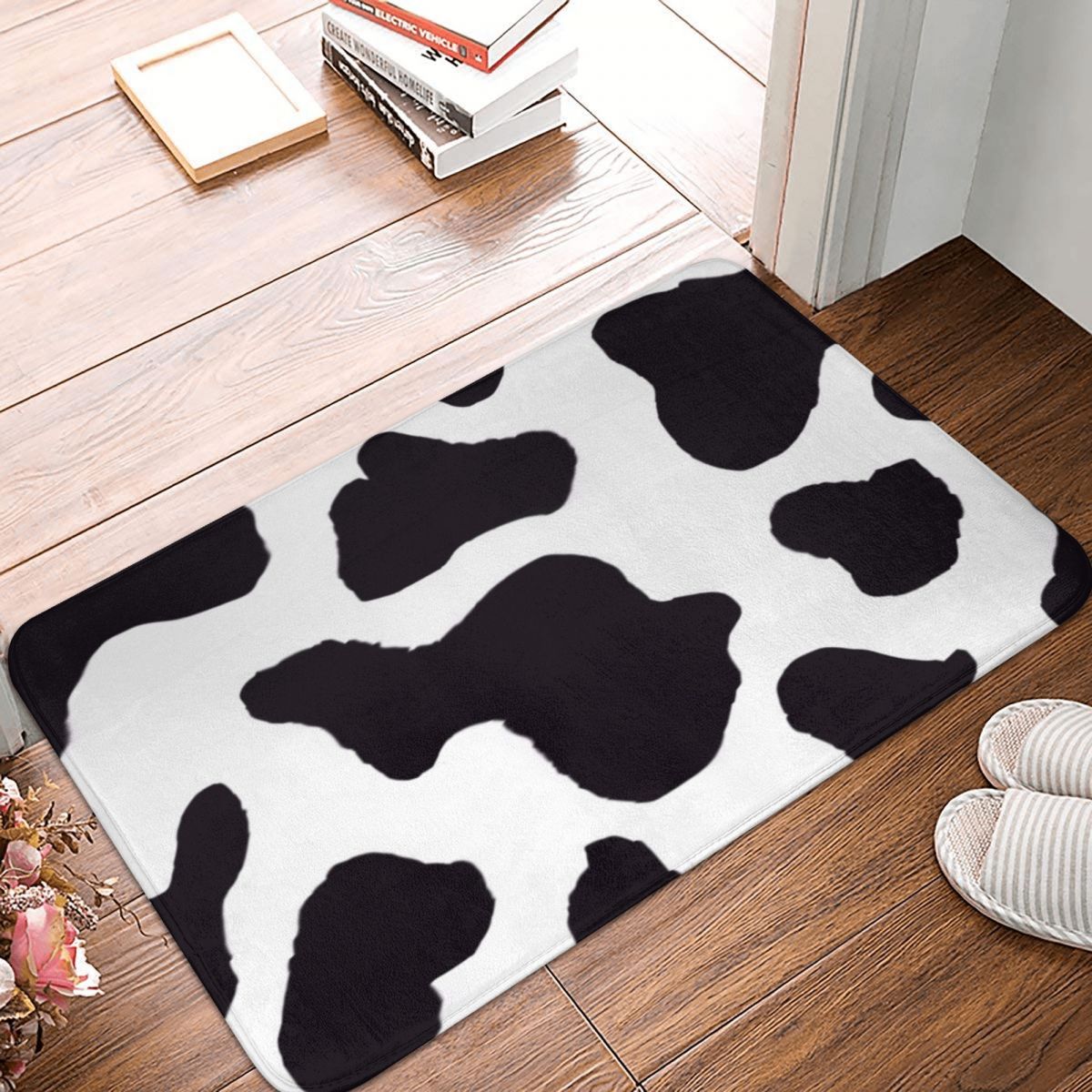 Cow Print Bath Mat Black Anima - Cow Mat Rubber avis et prix