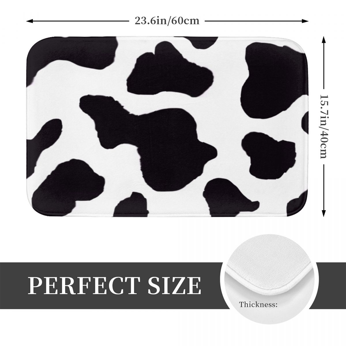 Cow Print Bath Mat Black Anima - Cow Mat Rubber avis et prix