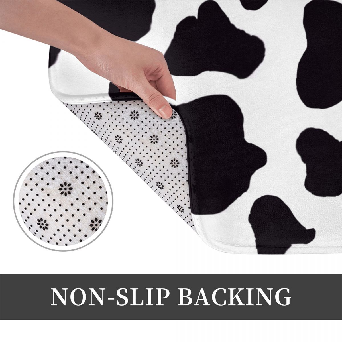 Cow Print Bath Mat Black Anima - Cow Mat Rubber avis et prix