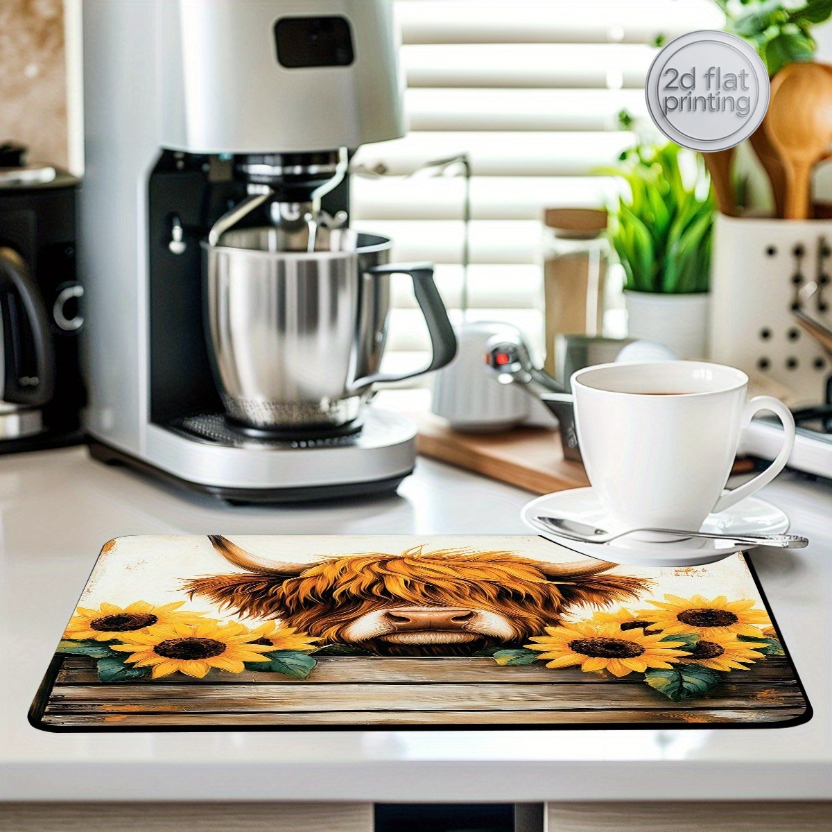 1pc Decorative Dish Drying Mat - Cow Mat Rubber avis et prix