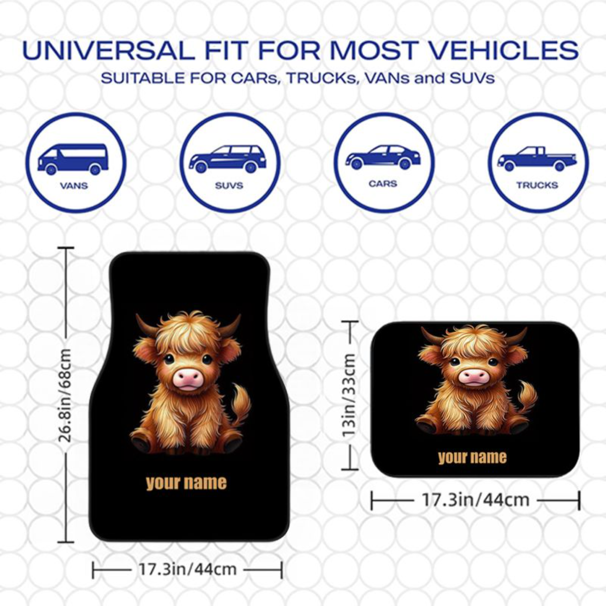 Universal 4 Pcs Car Floor Mats - Cow Mat Rubber avis et prix