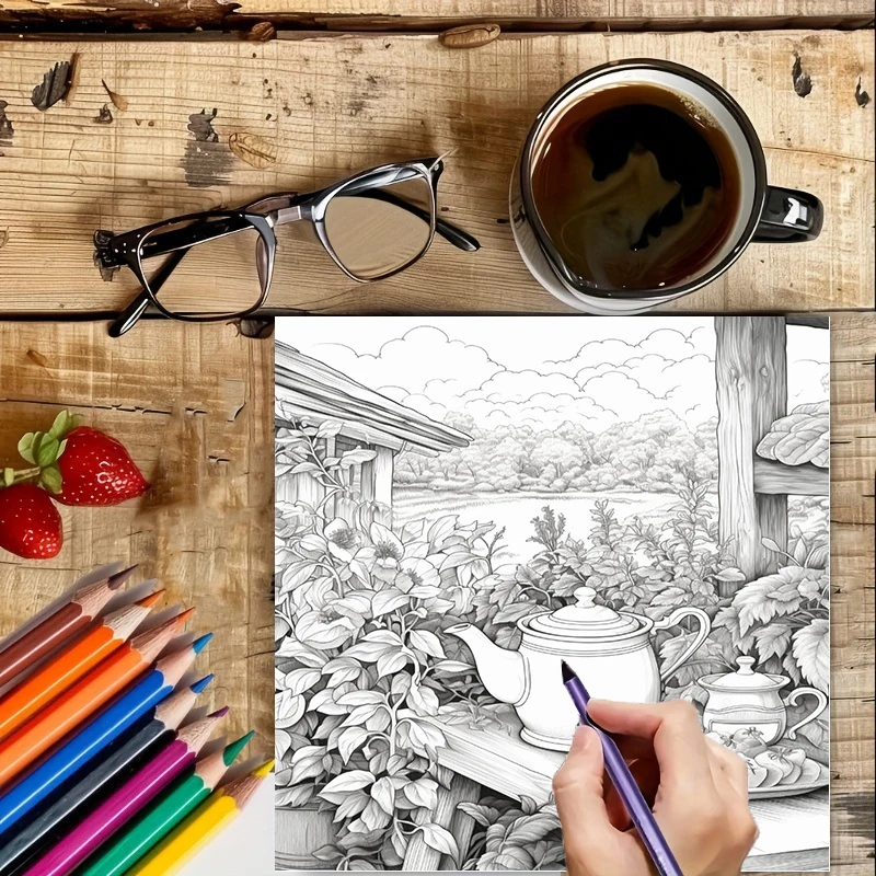 Tea In The Gardens Coloring Bo - Farming And Agriculture avis et prix